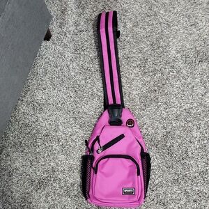 Vibrant Pink Sport Sling Bag with Striped Strap